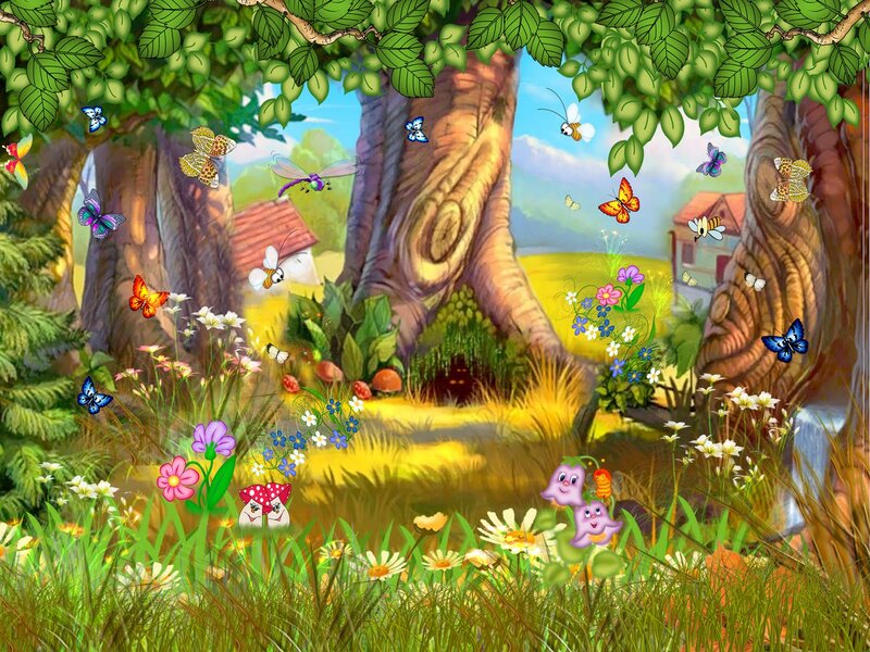Butterflies in Forest — Green, Serene