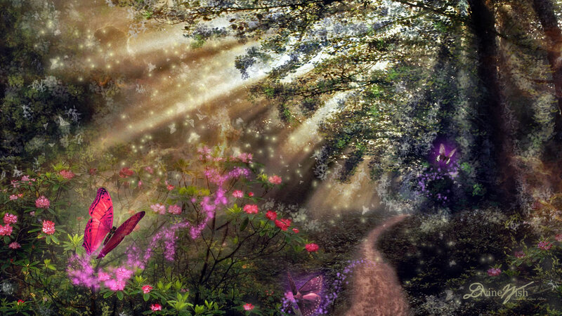 Butterflies in Forest — Purple