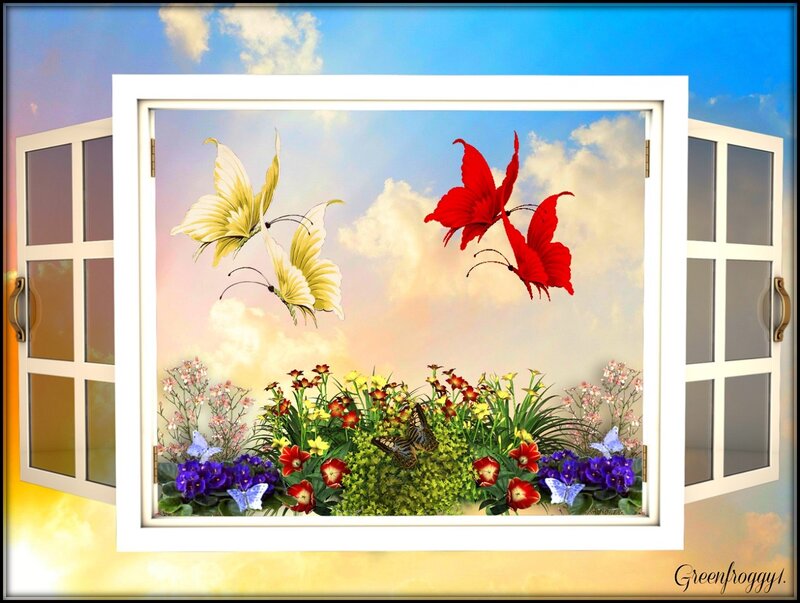 Butterflies in Garden — Blue