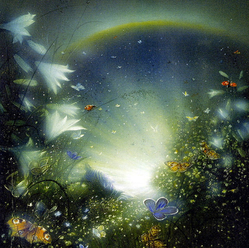Butterflies in Garden — Green, Serene, Night
