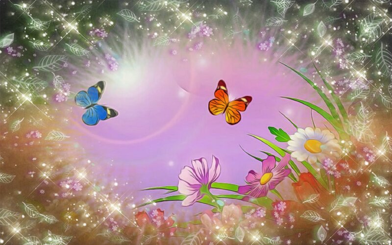 Butterflies in Garden — Purple, Magical