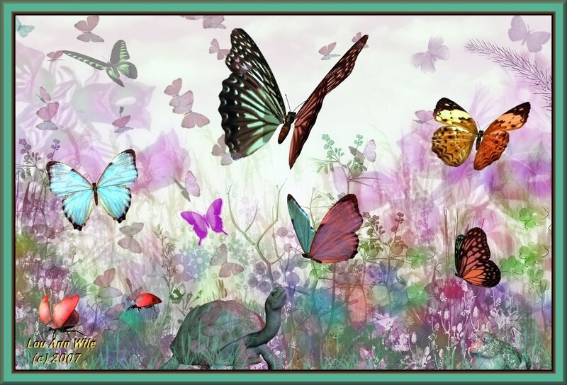 Butterflies in Garden — Purple