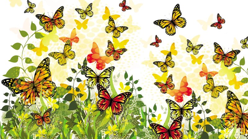 Butterflies in Garden — Yellow
