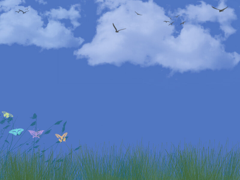 Butterflies in Grass — Blue, Serene