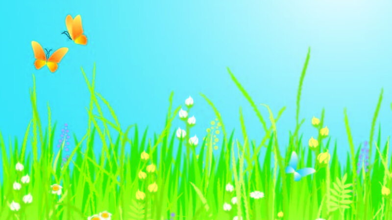 Butterflies in Grass — Green, Serene, Afternoon