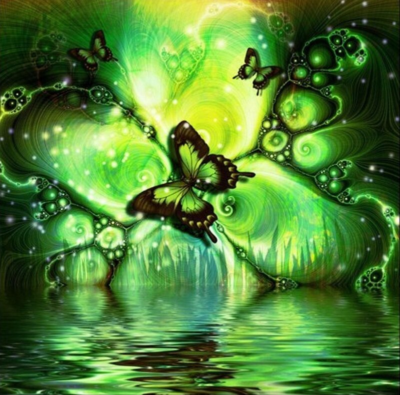 Butterflies in Green Vortex