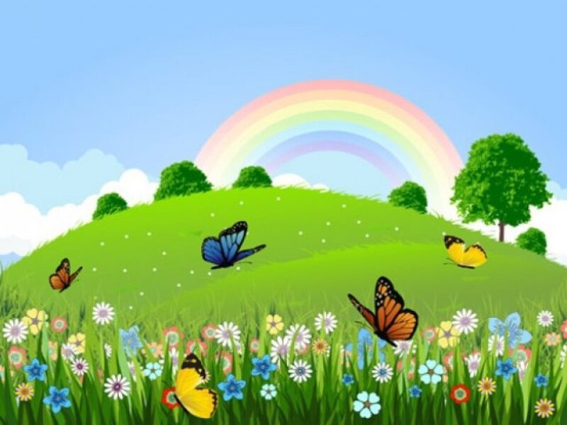 Butterflies in Meadow — Green