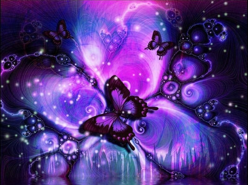 Butterflies in Purple Vortex