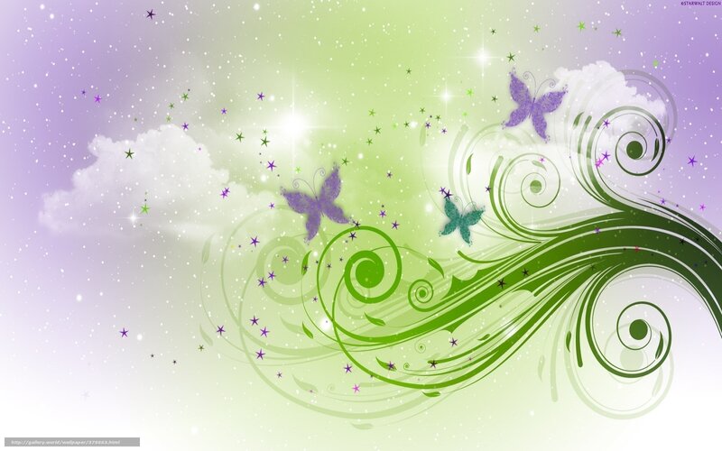 Butterflies in Sky — Green, Dreamy