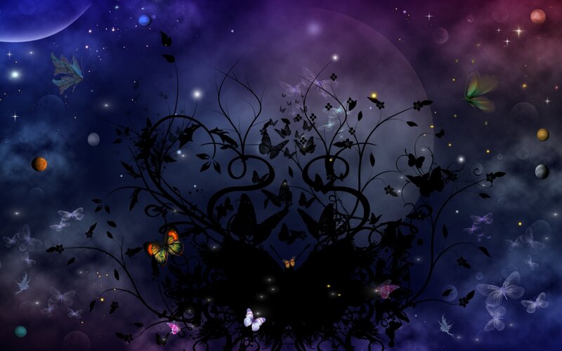 Butterflies in Space — Purple, Dreamy