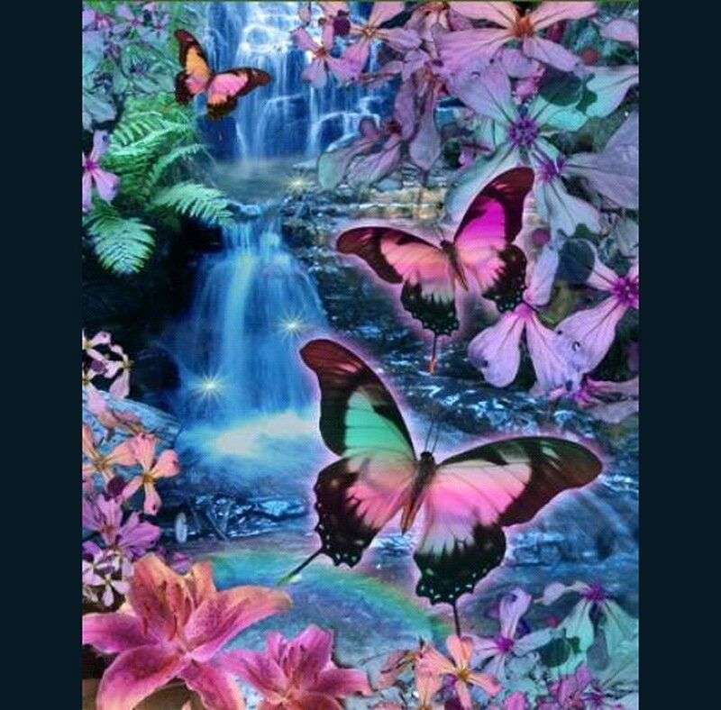 Butterflies Near Waterfall — Pink
