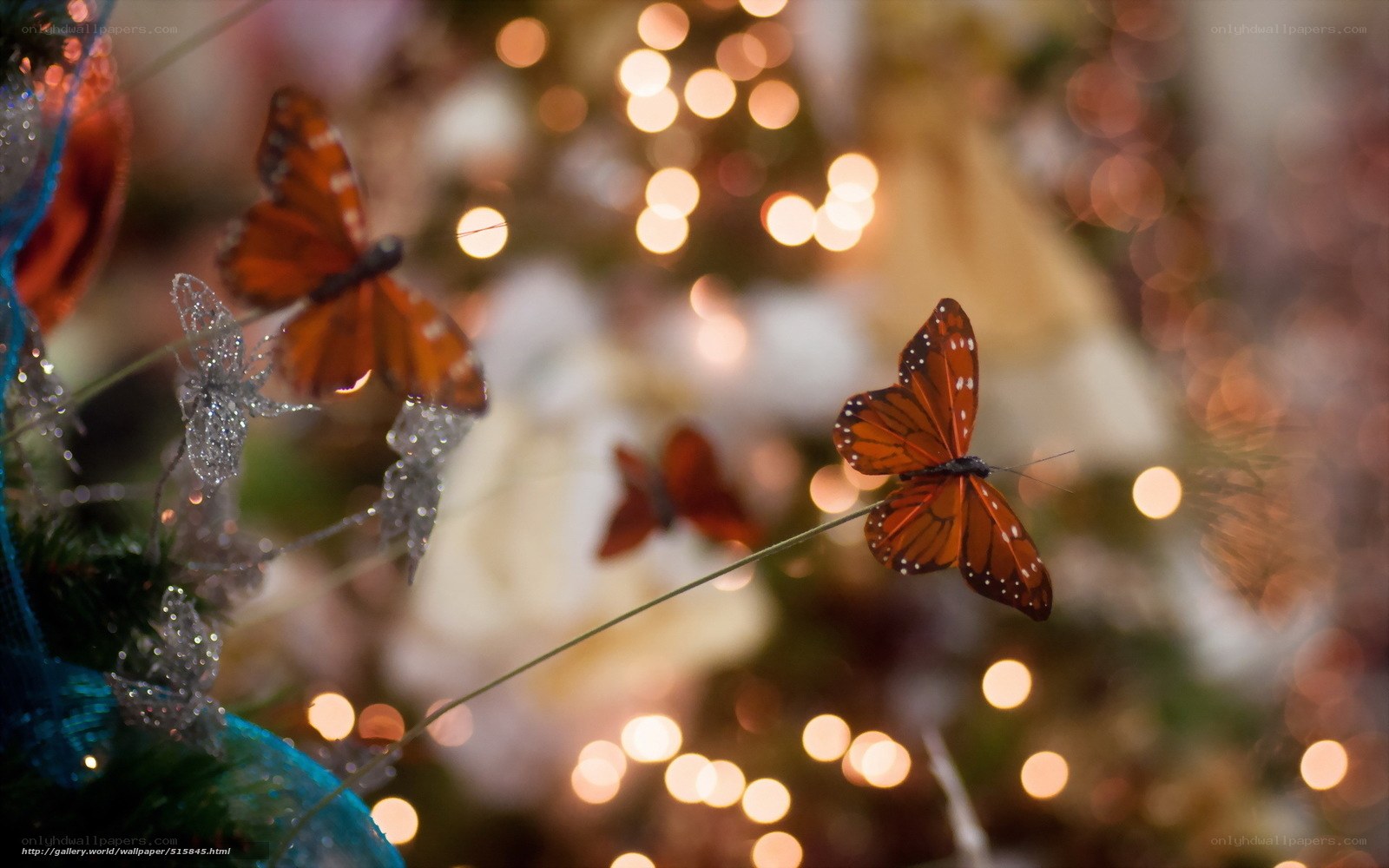 butterflies on a decorated tree