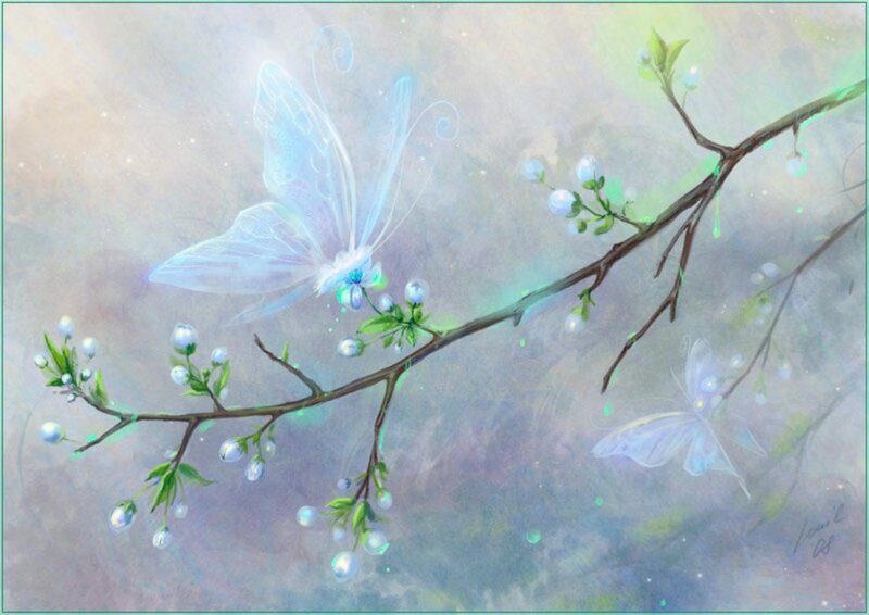 Butterflies on Blossoming Branch