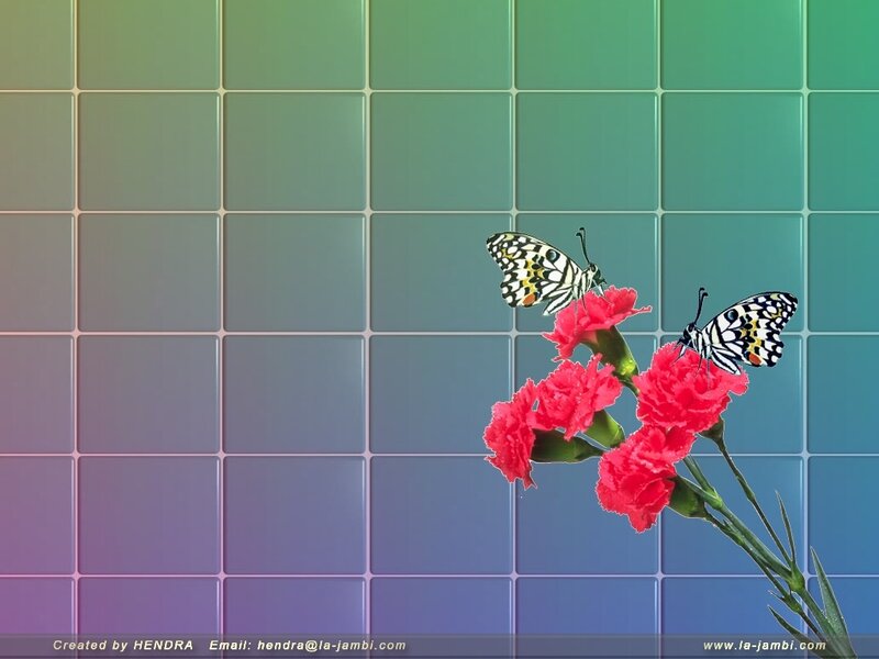 Butterflies on Carnations — Green