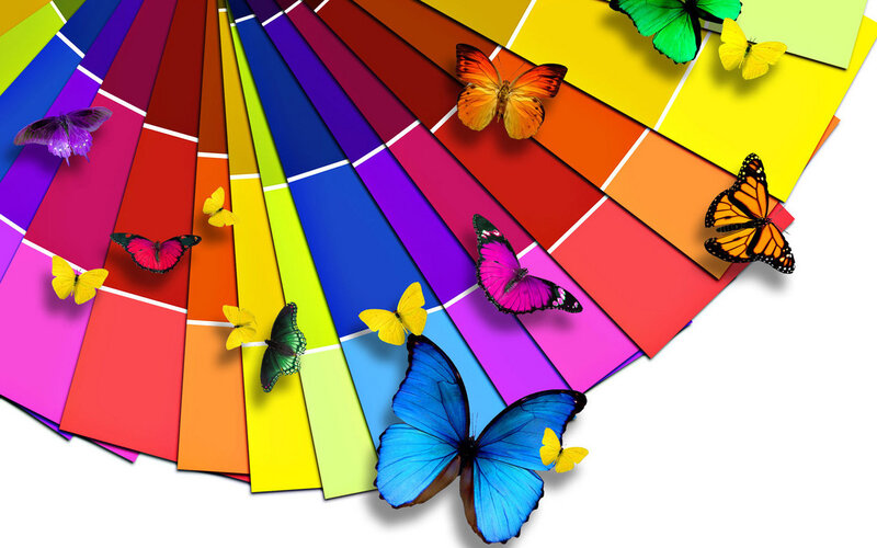 Butterflies on Color Swatches — Blue
