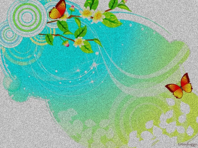 Butterflies on Floral Branch
