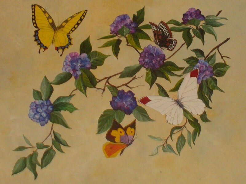 Butterflies on Flowers — Purple