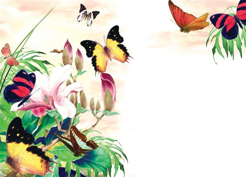 Butterflies on Flowers — Yellow
