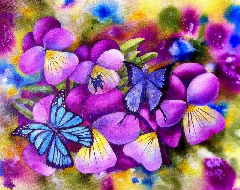 Butterflies on Pansies