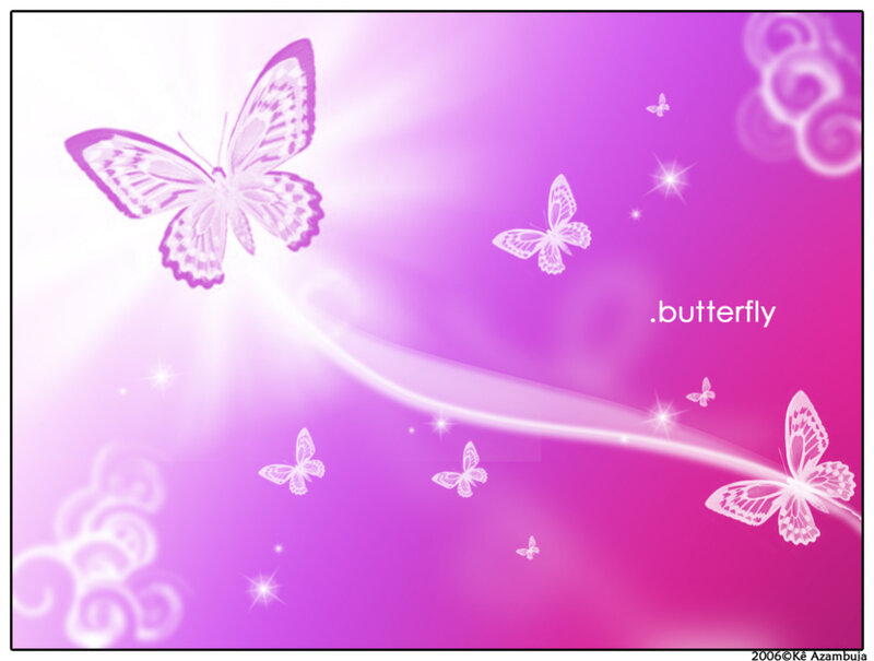 Butterflies on Purple Background — Dreamy, Digital Art