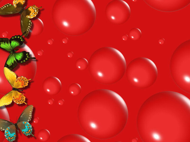 Butterflies on Red Bubbles — Playful