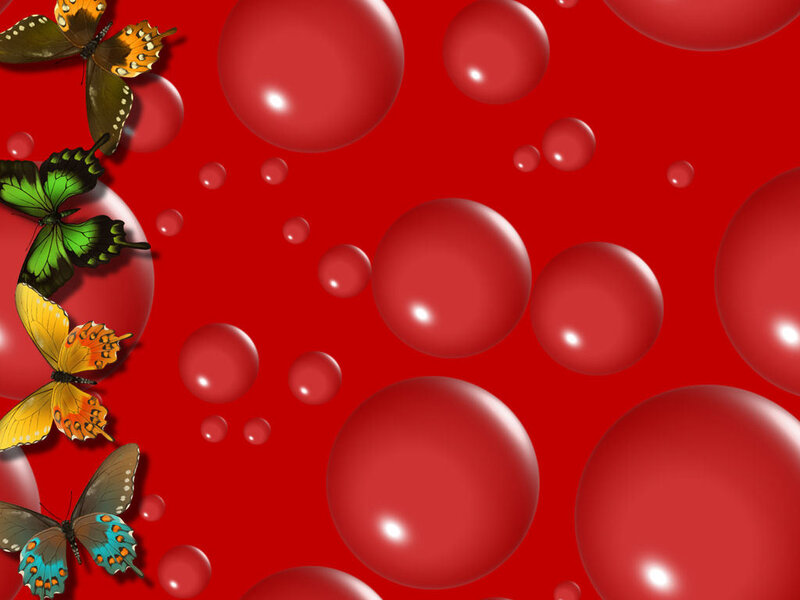 butterflies on red bubbles