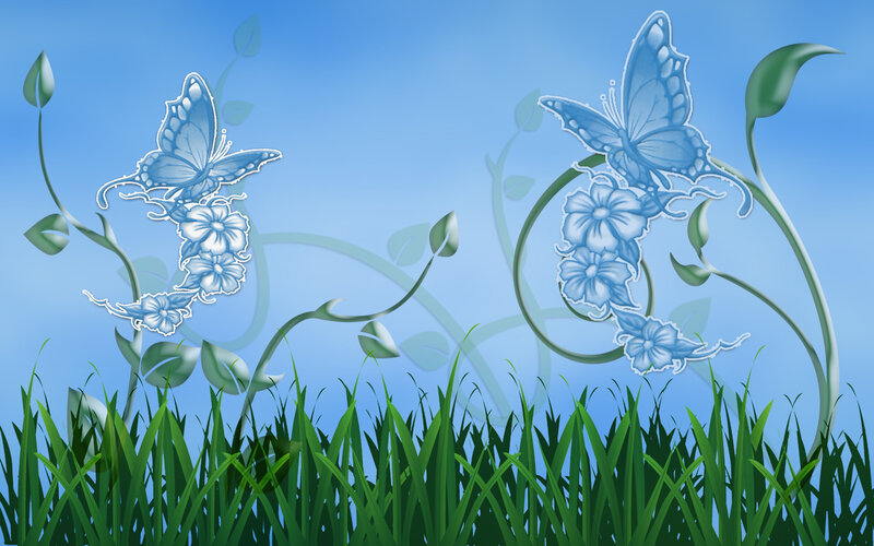 Butterflies on Vines — Blue