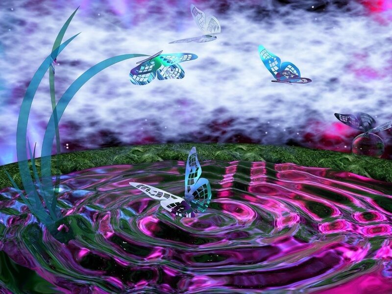 Butterflies over Water — Purple