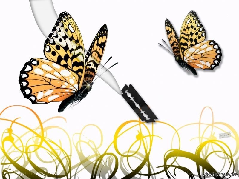 Butterflies with razor blade