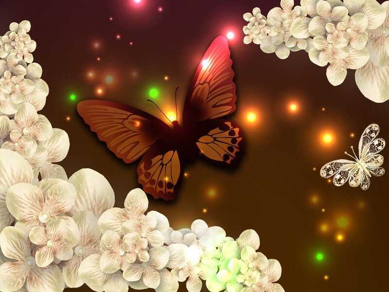 Butterfly Among Flowers — Brown, Magical