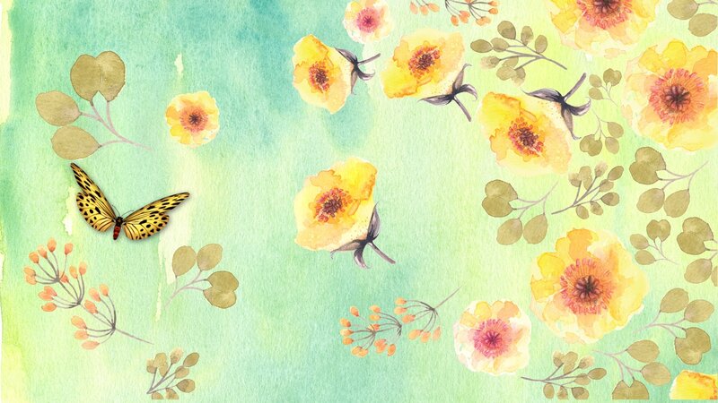 Butterfly Among Flowers — Yellow, Serene