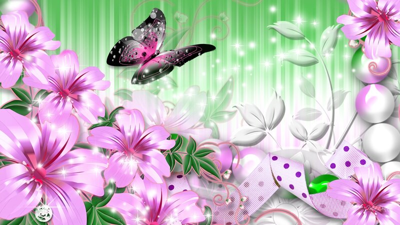 Butterfly Among Pink Flowers
