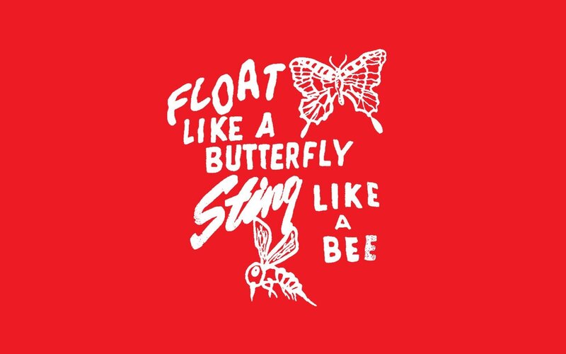 Butterfly and Bee Illustration — Red