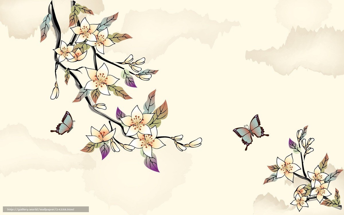 butterfly and blossoming branch