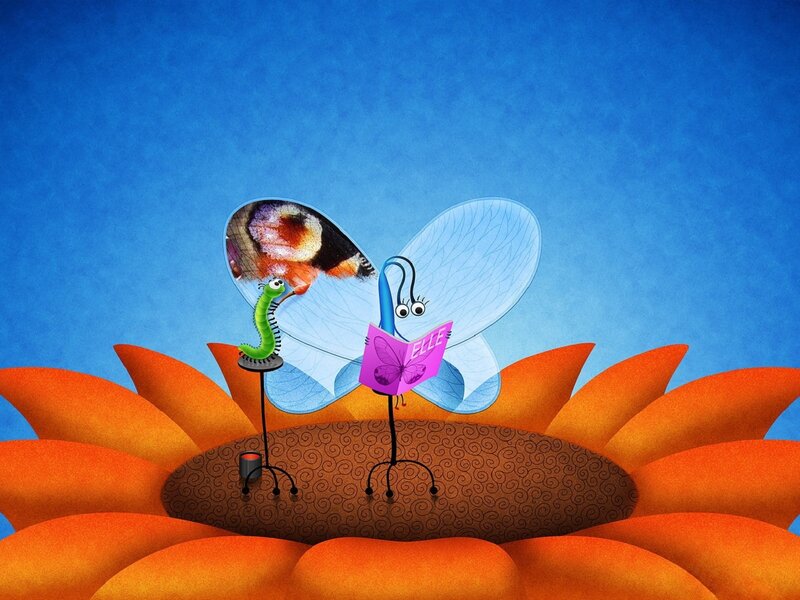 Butterfly and Caterpillar
