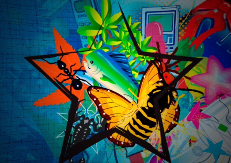 Butterfly and Fish Collage