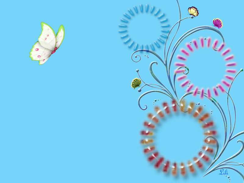 Butterfly and Floral Design — Blue
