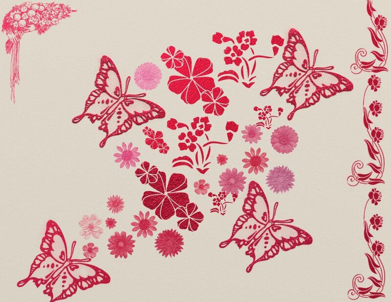 butterfly and floral pattern