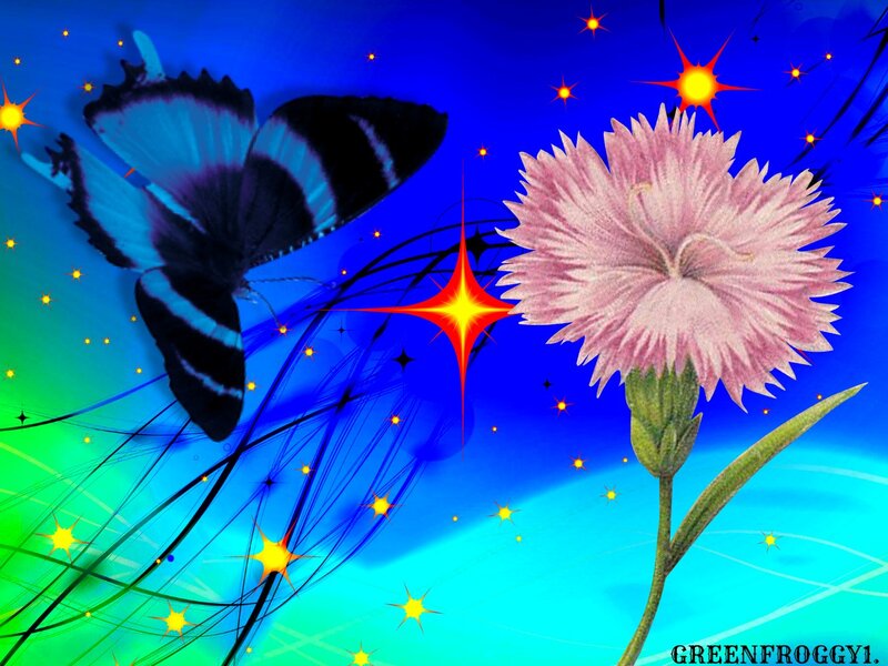 Butterfly and Flower — Blue