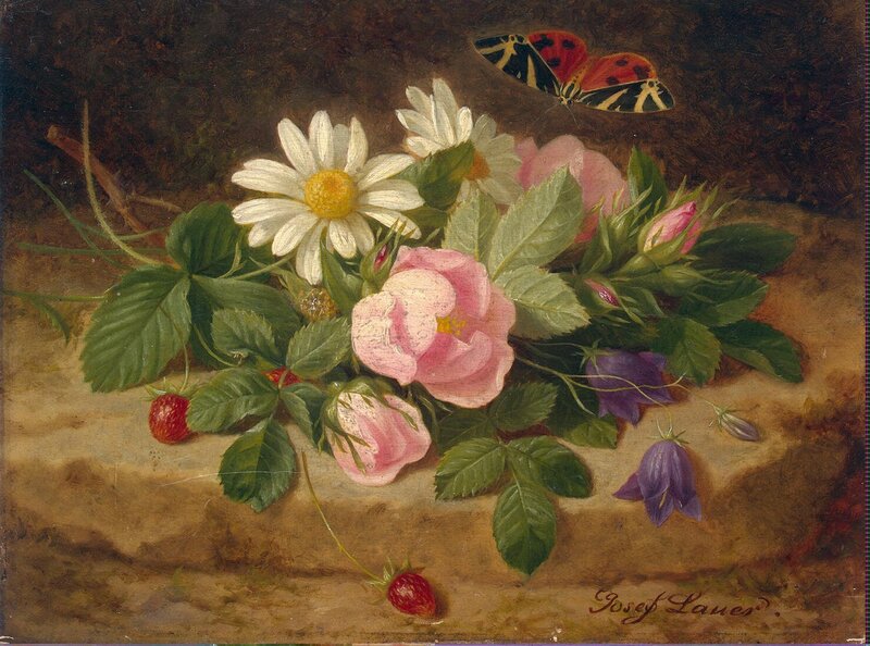Butterfly and Flowers — Green