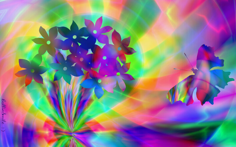 Butterfly and Flowers — Rainbow