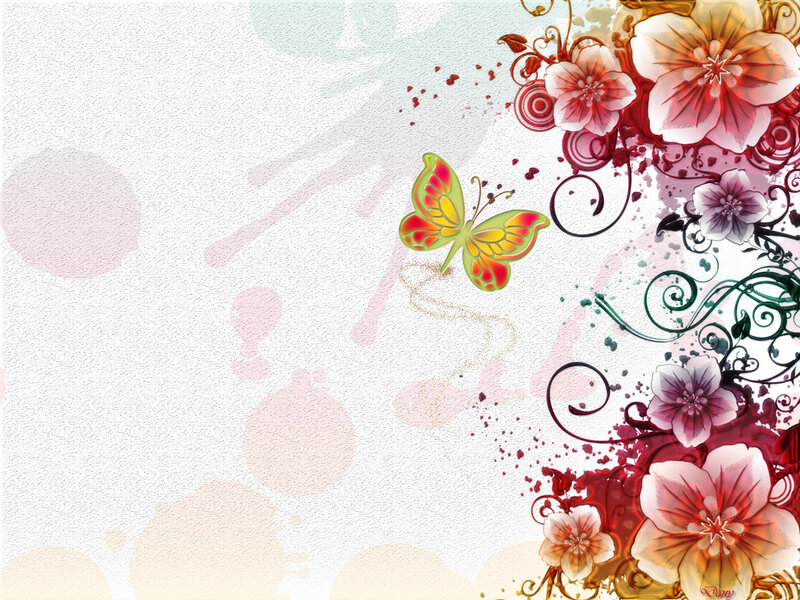 Butterfly and Flowers — Red, Playful