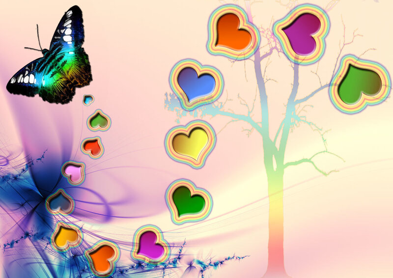 butterfly and heart tree