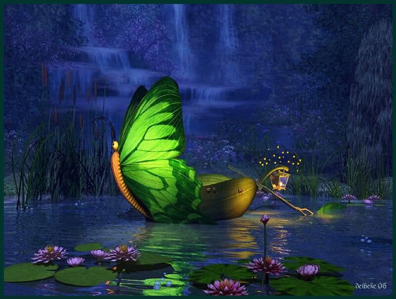 Butterfly Boat on Pond