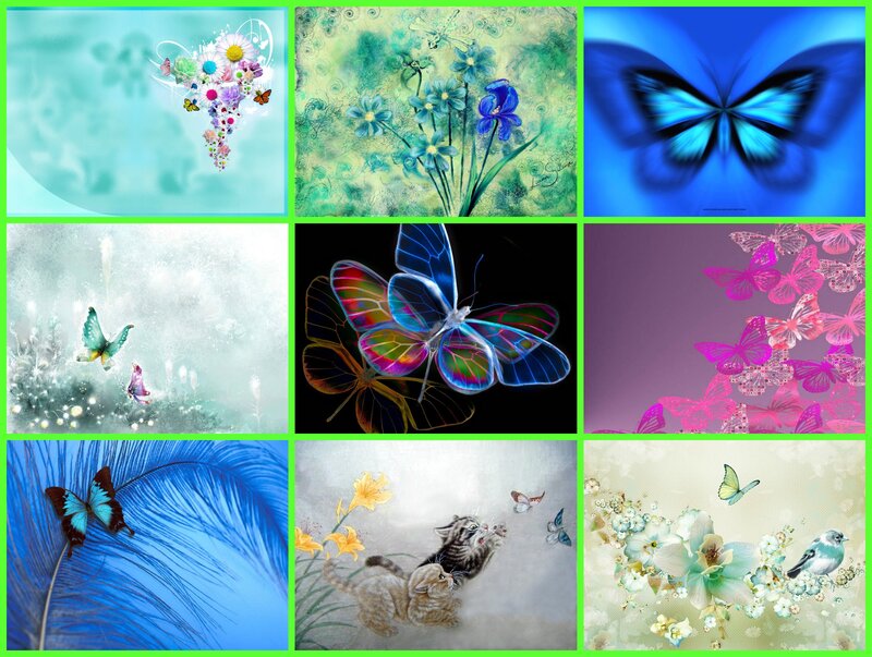 Butterfly Collage — Blue, Dreamy