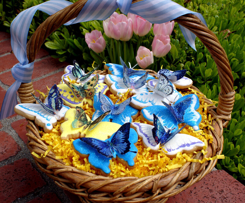 Butterfly Cookies in Basket