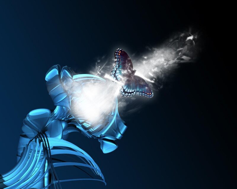 butterfly emerging from skeleton
