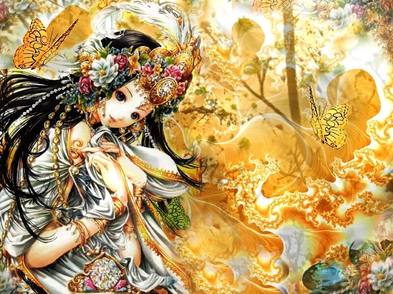butterfly goddess in golden light