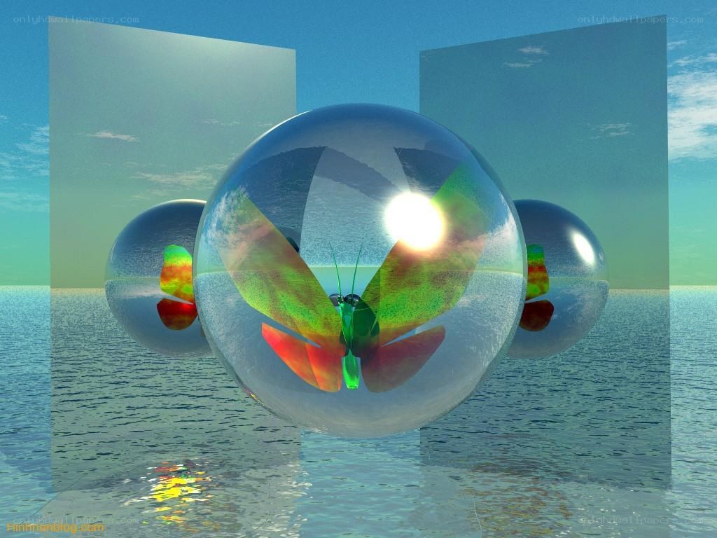 butterfly in a glass sphere