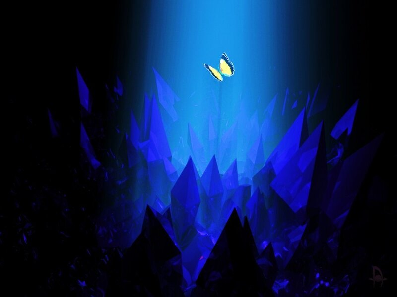 butterfly in blue crystal cave